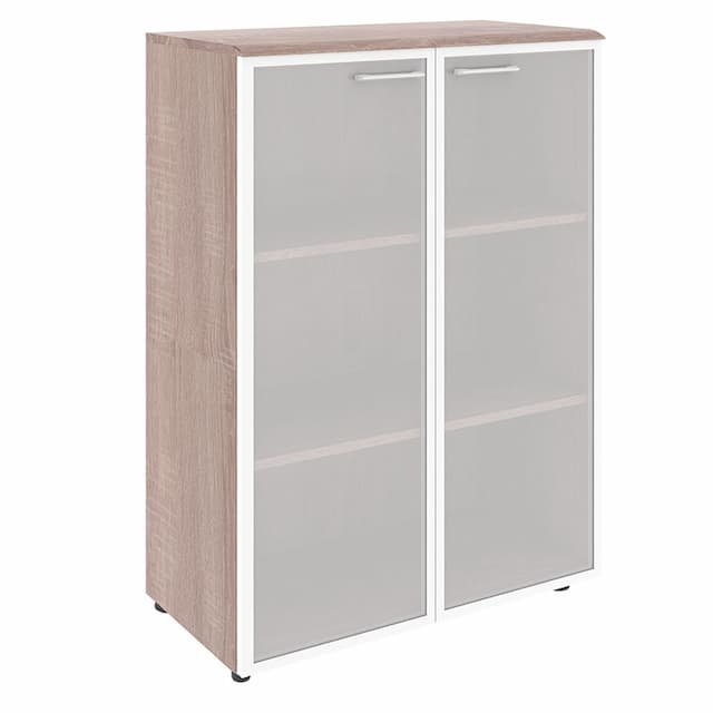 Шкаф со стеклянными дверьми в алюминиевой рамке с топом Skyland WMC 85.7 дуб сонома 856х432х1184 WAVE